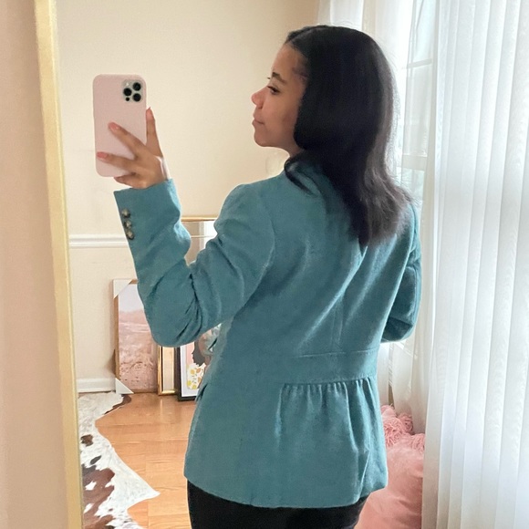 Talbots Teal Blue Woolblend Blazer Size 4 - Picture 10 of 13